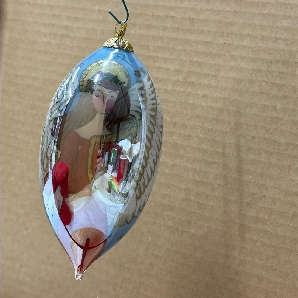 ⭐️Pier 1 Imports 2009 Li Bien Hand Painted Mouth Blown Glass Angel Drop Ornament